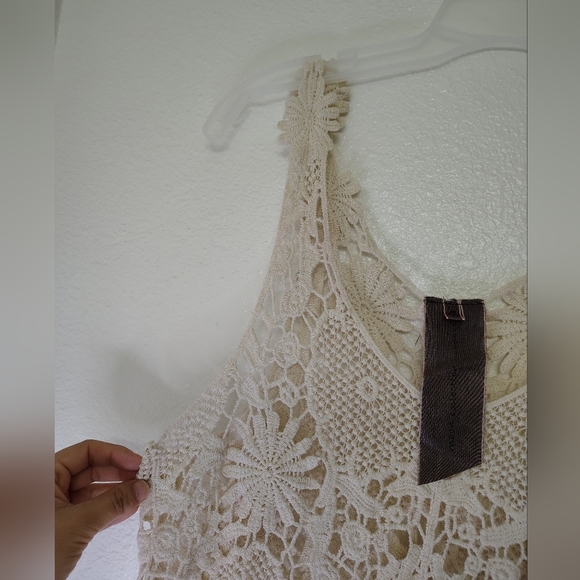 Moon Collection Cream Lace Knit Top 100% Cotton Sz M - Picture 6 of 9